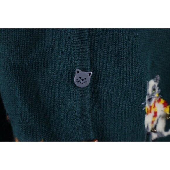 Vintage Y2K 2001 Womens 3X Christmas Cat Bells Wool Blend Knit Cardigan Sweater - Picture 10 of 16
